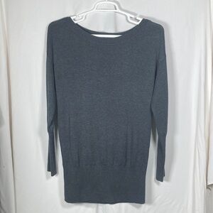 Cashmere Blend White House Black Market Dark Gray Crew Neck Sweater Sz L Cozy